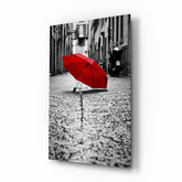 Red Umbrella Glass Wall Art.